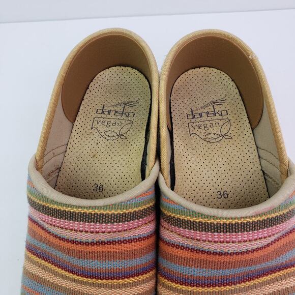 Dansko Vegan Womens Size EU 36 US 5.5-6 Striped Multi Slip On Work Clog Shoes - Picture 9 of 13